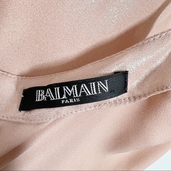 Balmain Women's Size 6 Iridescent Pink Exposed Gold Zipper Deep V-Neck Cami Top - Picture 7 of 9
